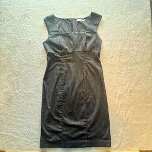 Calvin Klein Sleeveless Shift Dress Womens 10 Washed Black Denim Look